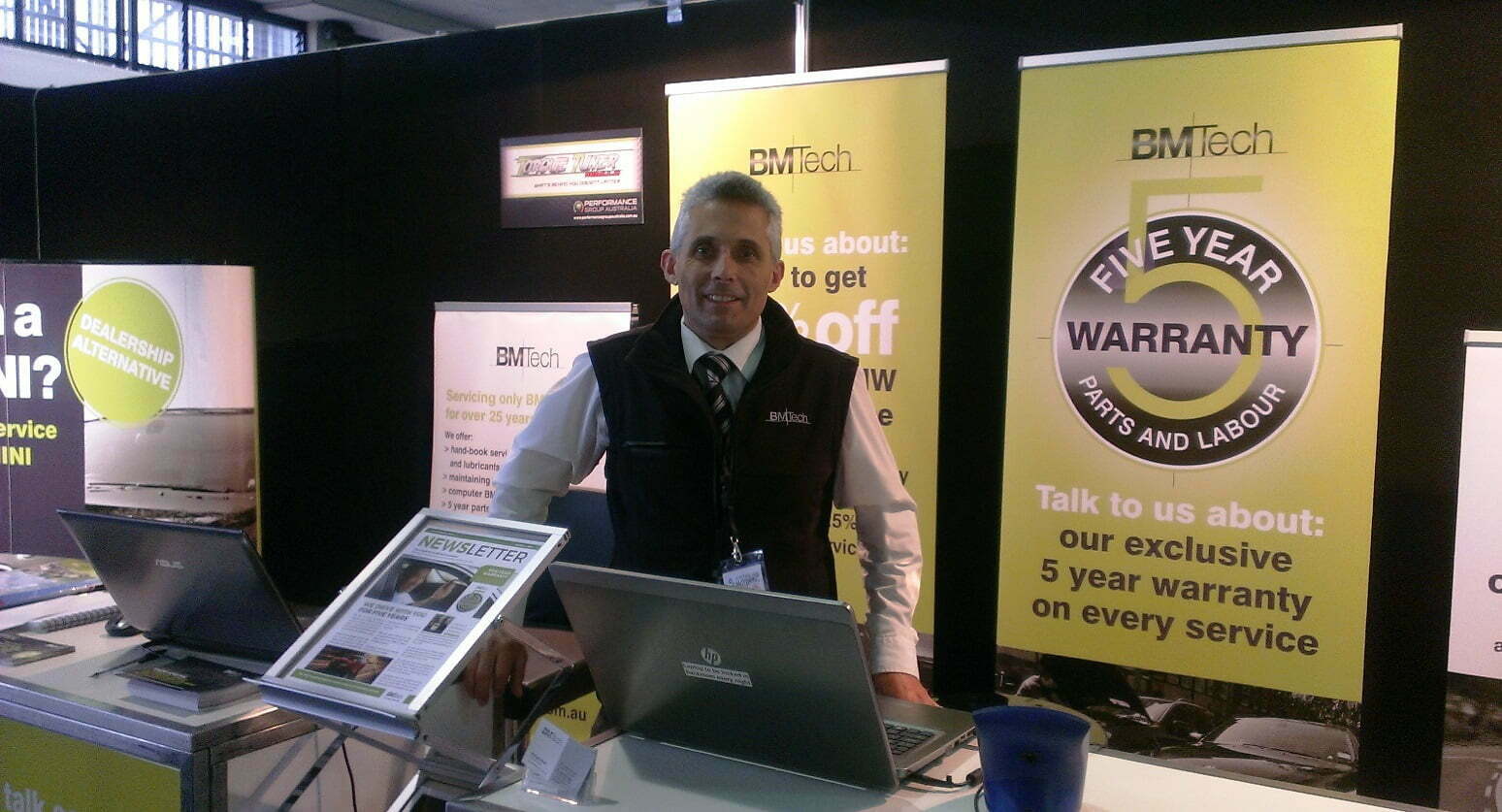 Joe at the BM Tech stand at the new Motor Show